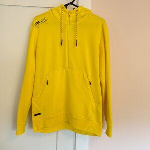 Ralph Lauren Sports Hooded Half Zip Sweat Shirt Size Medium Yellow Black